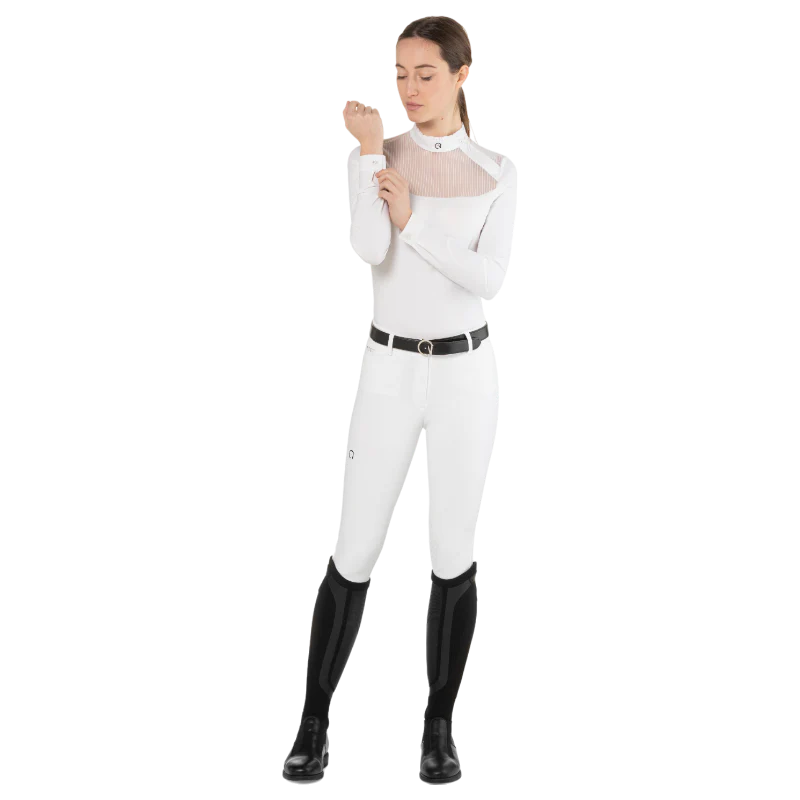 Polo da concorso Nina Ego7 a maniche lunghe da donna Bianco