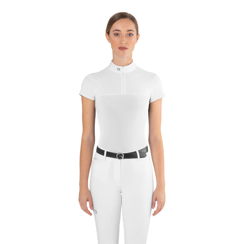 Polo da concorso in mesh Ego7 a maniche corte da donna Bianco