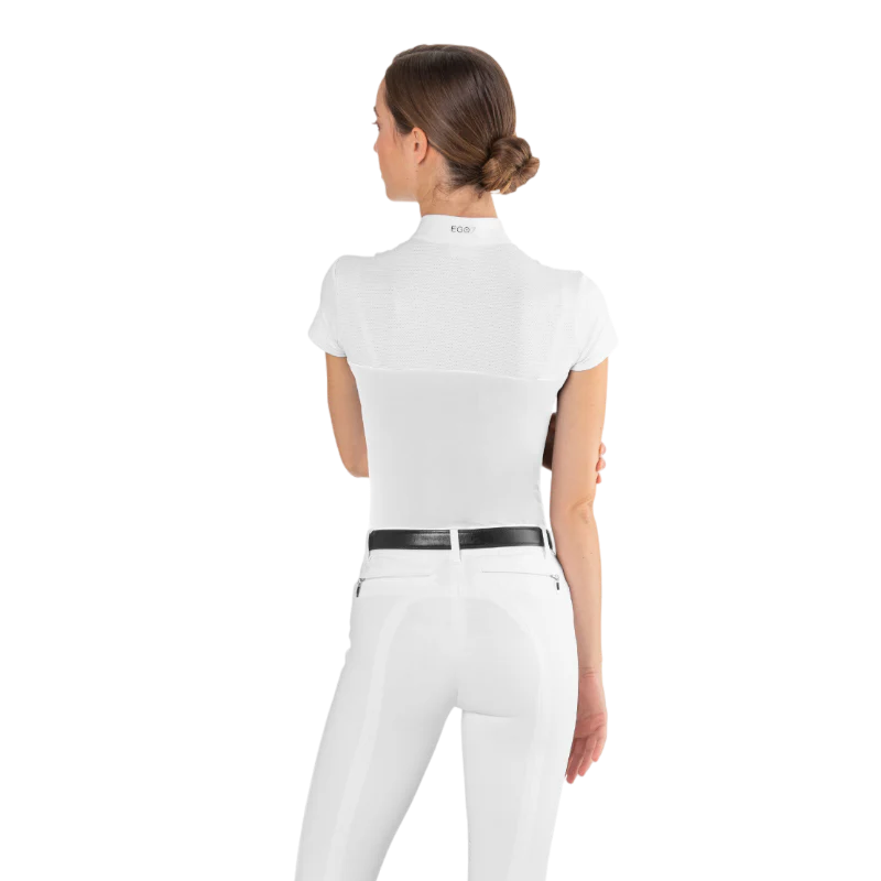 Polo da concorso in mesh Ego7 a maniche corte da donna Bianco