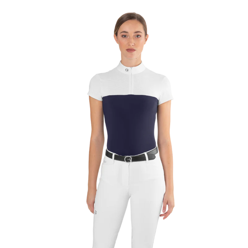 Polo da concorso in mesh Ego7 a maniche corte da donna Marina Blu marino