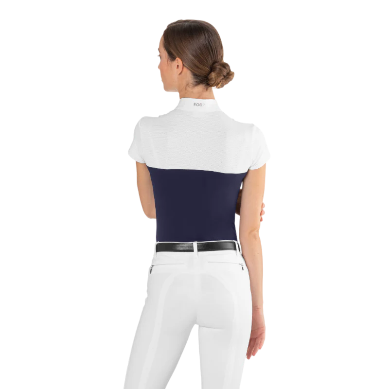 Polo da concorso in mesh Ego7 a maniche corte da donna Marina Blu marino
