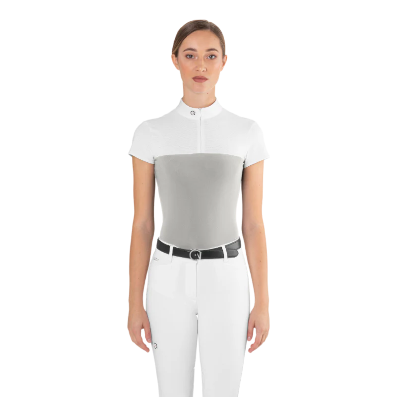 Polo da concorso in mesh Ego7 a maniche corte da donna Grigio ghiaccio