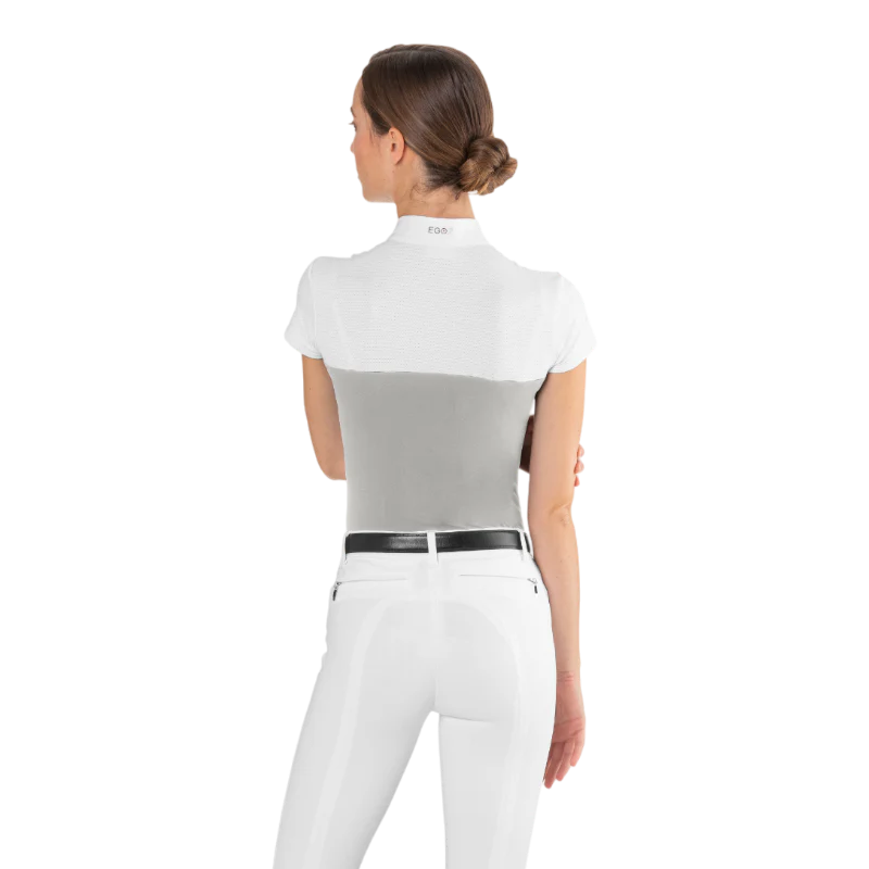Polo da concorso in mesh Ego7 a maniche corte da donna Grigio ghiaccio
