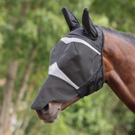 Maschera anti-mosche Shires FlyGuard Pro in rete fine con orecchie e naso