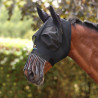 Maschera antimosche elastica Shires FlyGuard Pro con orecchie, naso e frange - Diaspro nero