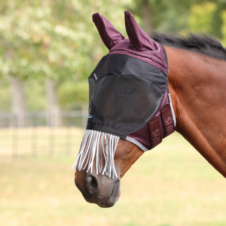 Maschera antimosche Shires FlyGuard Pro Deluxe con orecchie, naso e frange