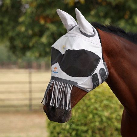 Maschera antimosche Shires FlyGuard Pro Sun Shade con orecchie, naso e frange