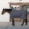 Coperta da paddock impermeabile per tutte le stagioni Comfort Kentucky - Stampa a quadri blu navy