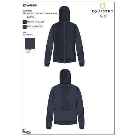 Felpa tecnica donna con cappuccio e inserti micro mesh