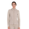 Felpa tecnica donna con cappuccio e inserti micro mesh - Tan Oxford