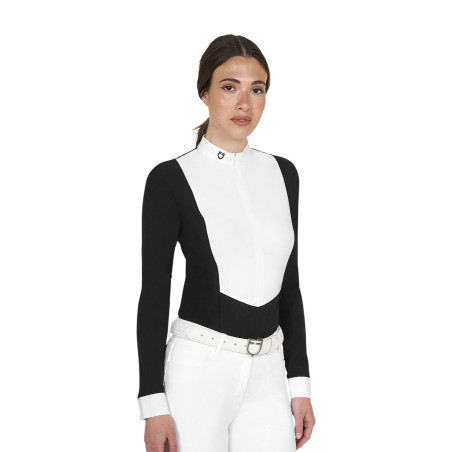 Polo donna concorso a maniche lunghe e zip