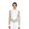 Polo donna concorso a maniche lunghe e zip - Tan Oxford
