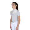 Polo concorso bambina slim fit con inserti in tessuto simil seta - Nebbia del porto