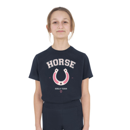 T-shirt bambina Horse Team in cotone