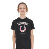 T-shirt bambina Horse Team in cotone - Nero