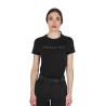 T-shirt donna in cotone logo laminato - Nero
