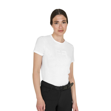 T-shirt basic donna logo glossy tono su tono