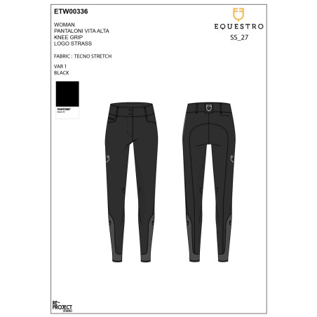 Pantaloni donna a vita alta logo in strass