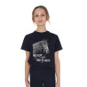 T-shirt da bambina Equestro Ready To The Party in cotone con strass a maniche corte - Marina