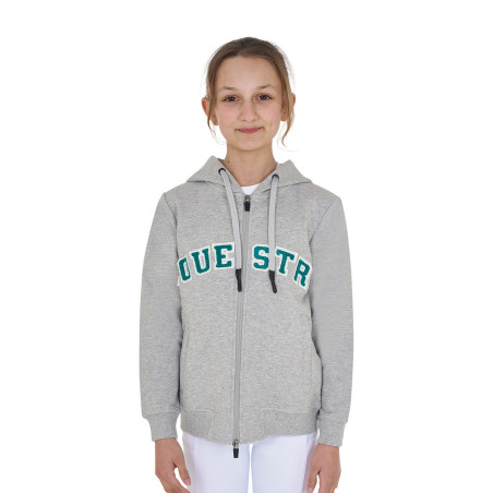 Felpa bambini con cappuccio zip e scritta effetto spugna