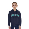 Felpa bambini con cappuccio zip e scritta effetto spugna - Blazer blu marino / verde oltremare