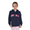 Felpa bambini con cappuccio zip e scritta effetto spugna - Blazer blu navy / caprifoglio