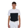 Polo concorso uomo Equestro Ridertechnology manica corta e zip - Bianco/nero