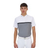 Polo concorso uomo Equestro Ridertechnology manica corta e zip - Bianco / uccello beffardo