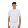 Polo concorso uomo Equestro Ridertechnology manica corta e zip - Bianco