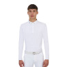 Polo concorso uomo Equestro Ridertechnology manica lunga bottoni - Bianco