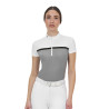 Polo concorso donna Equestro Ridertechnology tessuto traforato - Bianco / uccello beffardo