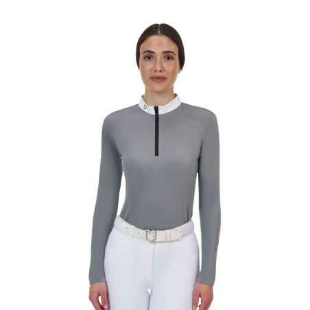 Polo concorso donna Equestro Ridertechnology manica lunga e zip