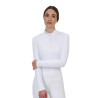 Polo concorso donna Equestro Ridertechnology manica lunga e zip - Bianco