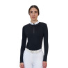 Polo concorso donna Equestro Ridertechnology manica lunga e zip - Nero
