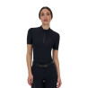 Polo training donna Equestro Ridertechnology manica corta e zip - Nero