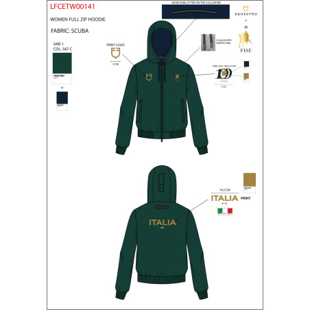 Felpa donna con cappuccio Equestro X FISE 100