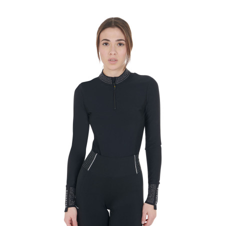 Polo tecnica donna da allenamento con strass