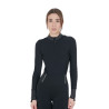 Polo tecnica donna da allenamento con strass - Nero