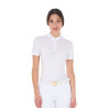 Polo concorso donna slim fit in tessuto traforato e zip - Bianco / caprifoglio