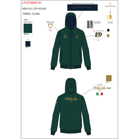 Felpa uomo con cappuccio Equestro X FISE 100