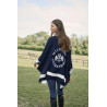 Poncho lavorato a maglia a righe Tommy Hilfiger Equestrian con chiusura - Cielo del deserto