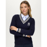Maglione da donna a trecce con scollo a V Roseville Tommy Hilfiger Equestrian - Ecru