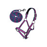Set di capezzina con moschettone Manchester HKM - Magenta