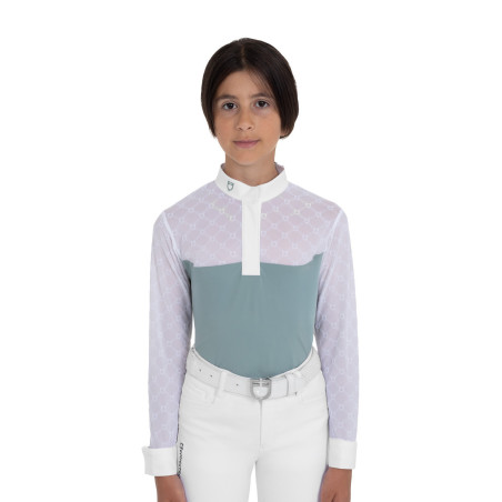 Polo da concorso bambina manica lunga con tulle Equestro bambino