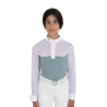 Polo da concorso bambina manica lunga con tulle Equestro bambino - Grigio ardesia