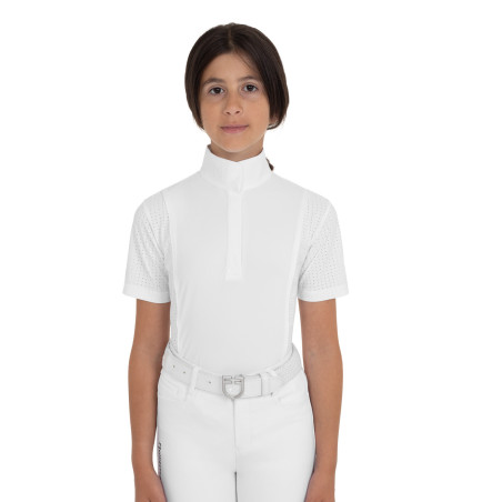 Polo da concorso bambina a manica corta con inserti mesh Equestro bambino