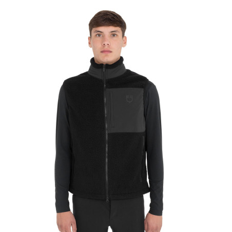 Smanicato uomo in pile teddy con tasca frontale Equestro