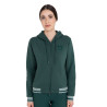 Felpa donna con cappuccio e zip frontale Equestro - Verde abete / grigio ardesia