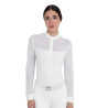 Polo concorso donna maniche lunghe con tulle Equestro - Bianco