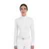 Polo concorso donna maniche lunghe traforata Equestro - Bianco